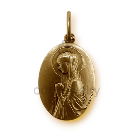 Medalha aurum "Virgem Oval & Flores - Carrapito"