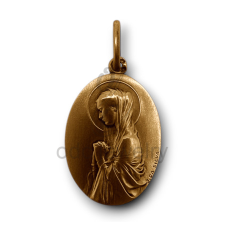 Medalha aureum "Virgem Oval & Flores - Carrapito"